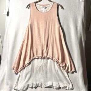 Lin Blanc 100% linen dress 38 XS Oversized Peach Tunic LAGENLOOK Sharkbite‎